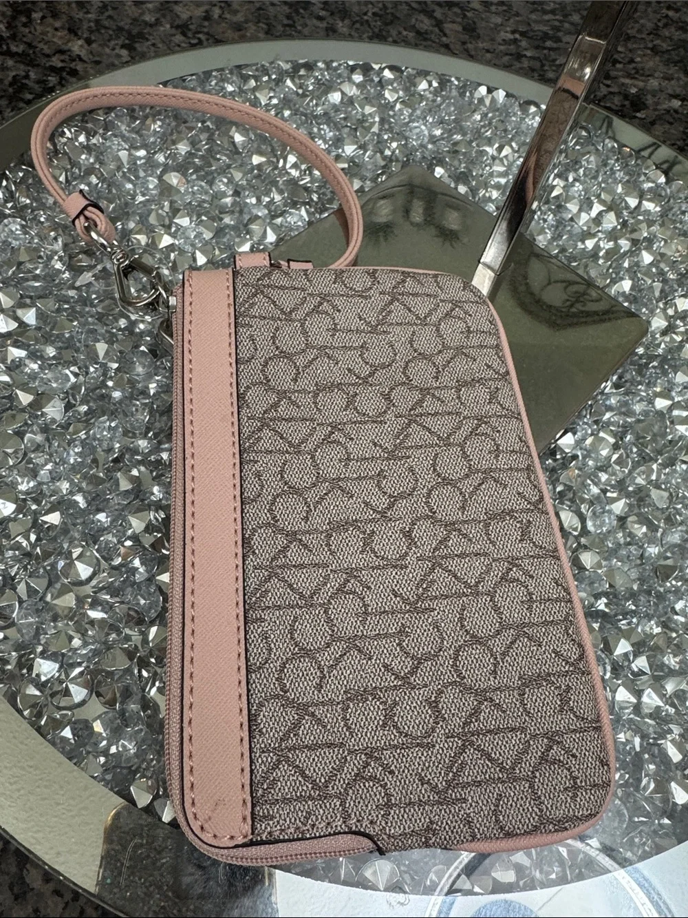 Calvin Klein Pink Monogram Signature Wristlet NWOT